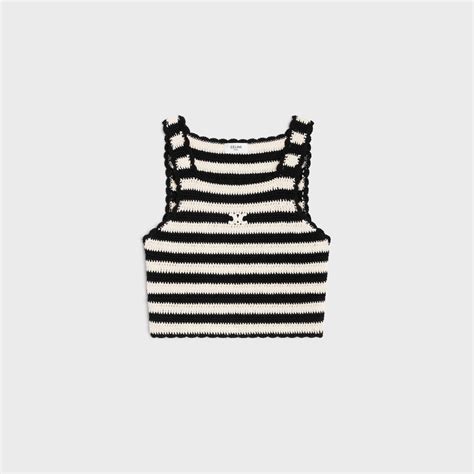 celine striped crop|triomphe striped crop top in crocheted cotton .